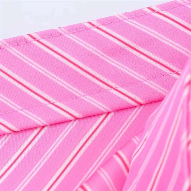 Women's Skirt New Summer 2025 Pink Striped Silk Satin Midi Skirt Fashionable and versatile Elegant personality