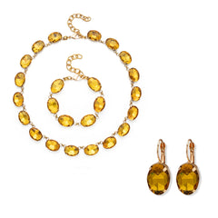 Conjuntos de joyería de cristal para mujer, con engaste de garra, collar, pulsera y pendientes de diamantes, accesorios para bodas y fiestas, 2023