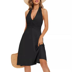 Vestido bohemio de verano para mujer, moda sin mangas, estampado, para fiesta en la playa, elegante, informal, para vacaciones, 2025 