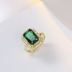 Conjunto de 4 piezas de exquisitos pendientes, collar y anillo con diamantes de imitación cuadrados, conjunto de joyas con abalorios para damas, joyería de moda, regalos de novia.