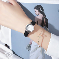 Relojes de moda para mujer con esfera pequeña, reloj de cuarzo con correa de cuero informal 