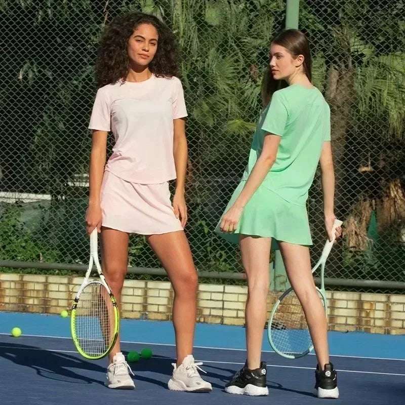 Yoga Short Skirt Women Breathable Tennis Skirt Fitness Sports Quick Dry Half Skirt 2025 Summer Stretchy Waist Head A-line Skirt