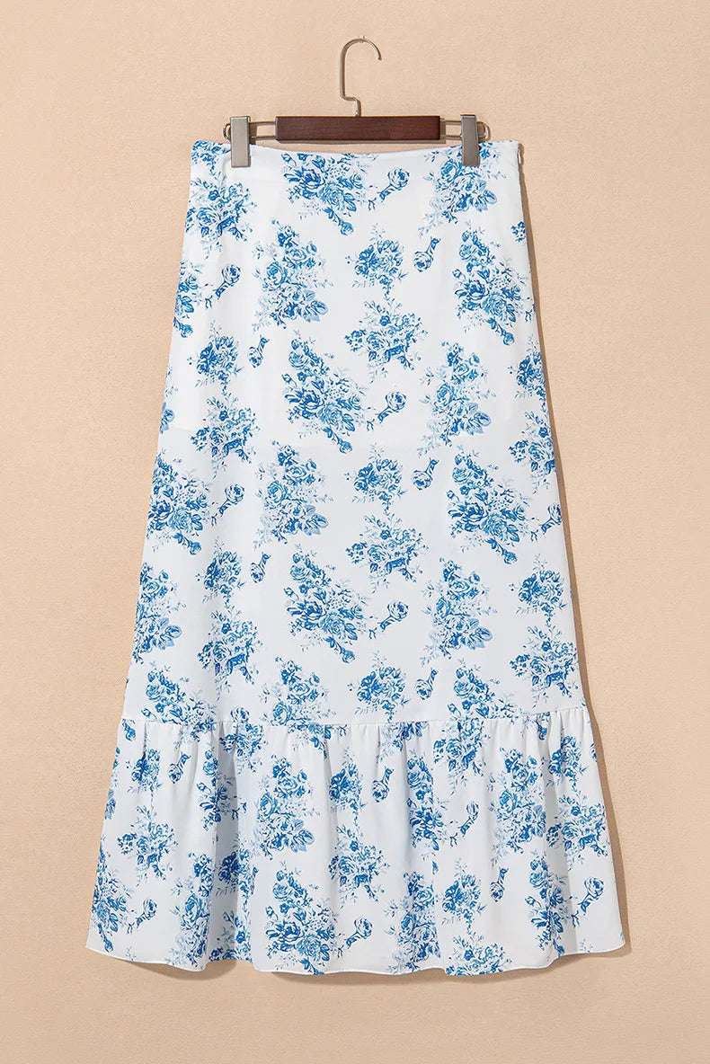 Skirts Women Long Skirt A Line Slim Fit Streetwear Print Floral Elegant Splice Y2k High Waist Work Ruffles Summer 2025