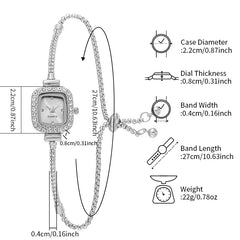Relojes de moda con diamantes de imitación cuadrados para mujer, pulsera de cuarzo, reloj para mujer 