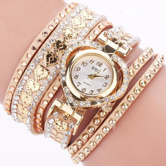 Reloj de pulsera largo de terciopelo con esfera de corazón y diamantes de imitación para mujer 
