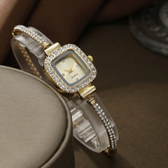 Relojes de moda con diamantes de imitación cuadrados para mujer, pulsera de cuarzo, reloj para mujer 