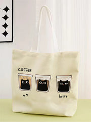 1 pieza, tres bolsos pequeños, bolsos de moda reutilizables, bolsos multifuncionales, bolsas de compras de lona estampadas 