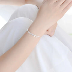 Pulseras de capas sencillas para mujer, joyería de plata 925 de moda coreana, pulsera de plata de ley 925 de moda para mujer. 