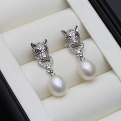 Women's Earrings Trend Hanging Real River Cultured Natural Freshwater Pearl Earring Mother Daughter Birthday Gift White Black