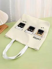 1 pieza, tres bolsos pequeños, bolsos de moda reutilizables, bolsos multifuncionales, bolsas de compras de lona estampadas 