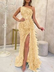 2025 new color sequin fairy long sleeveless fashion slim temperament in the long evening dress woman