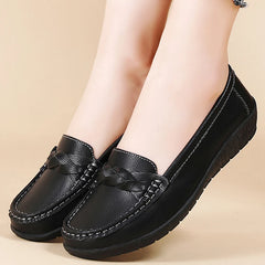 Zapatos planos informales sin cordones para mujer, mocasines de piel suave, 2025, calzado blanco 