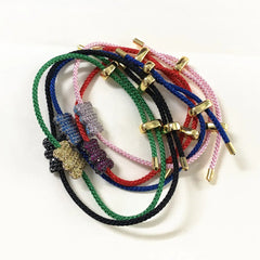 Pulsera para mujer bañada en oro de 18k, cristal, circonita, osito, cadena de cuerda, moda colorida, joyería, regalo de pareja 