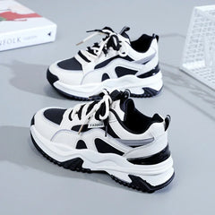 Zapatos de plataforma vulcanizados para mujer, zapatillas transpirables con cordones, informales, clásicos y gruesos, tenis para mujer 