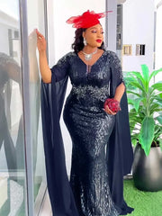 Women Christmas Dress Sequins Party Plus Size Maxi Dress Clothing Elegant Straight Line Vintage Dress Wholesale Dropshipping
