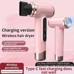 Efficient-Portable Hair Dryer USB Charging Ergonomic Grip Hot And Cold Air Hair Dryer 200W Fast Drying With Nozzle For Travel