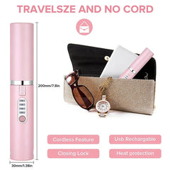 2-IN-1 Cordless Electric Heating Hair Straightener Rechargeable Travel  Double Use Straight Hair Straightener And Curling Iron