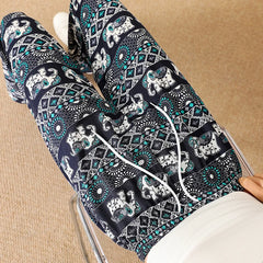 Women Wide Leg Pants High Waist Elephant Print Pant Summer Thin Straight Trousers Casual Bottoms Female Clothing 2025 Fashion