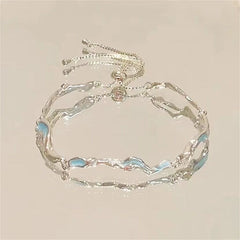 Korean Elegant Cherry Blossom Bow Zircon Bracelet For Women Y2K Sweet Girls Crystal Flowers Bracelets Wedding Party Jewelry Gift
