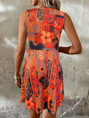 Vintage Floral Print Dresses with Tied Detail, Bohemia Chic Sleeveless Design Vest Dress, Casual Dresses For Women Summer