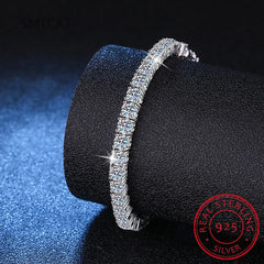 Pulseras con dijes para mujer, de alta calidad, de plata S925, con baño de platino, de moissanita, con personalidad sencilla, regalo de joyería de boda. 