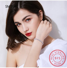 Pulseras con dijes para mujer, de alta calidad, de plata S925, con baño de platino, de moissanita, con personalidad sencilla, regalo de joyería de boda. 