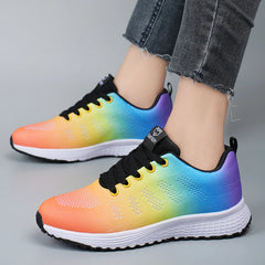 Zapatillas planas informales de malla transpirable para mujer, zapatillas de baloncesto para mujer 