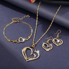Conjunto de collar, pendientes y pulsera con diseño de amor para mujer, ideal para bodas, fiestas y festivales.
