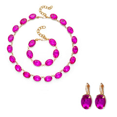 Conjuntos de joyería de cristal para mujer, con engaste de garra, collar, pulsera y pendientes de diamantes, accesorios para bodas y fiestas, 2023