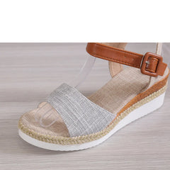 Sandalias de mujer con punta abierta y tacón, cuñas de verano, plataforma baja, calzado de verano 
