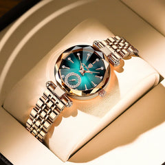 2026 Brand Women Watches Fashion Square Ladies Quartz Watch Bracelet Set Green Dial Simple Rose Gold Mesh Luxury Women Watches