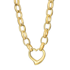 Stainless steel heart pendant necklace necklace set collarbone chain hip-hop fashion titanium steel heart jewelry
