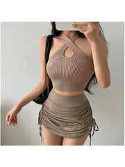 Camiseta de tirantes de verano para mujer 2024, corpiño de punto, ropa para salir, color liso, básica, de moda, corte entallado, Y2k, tops de vacaciones para mujer