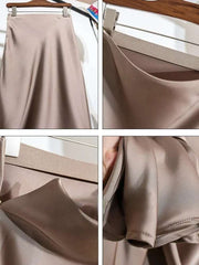 Female Skirt Elegant Temperament Ladies Solid Colour Long Skirt Suitable for Holiday Party Comfortable Knitted Milk Silk Fabrics