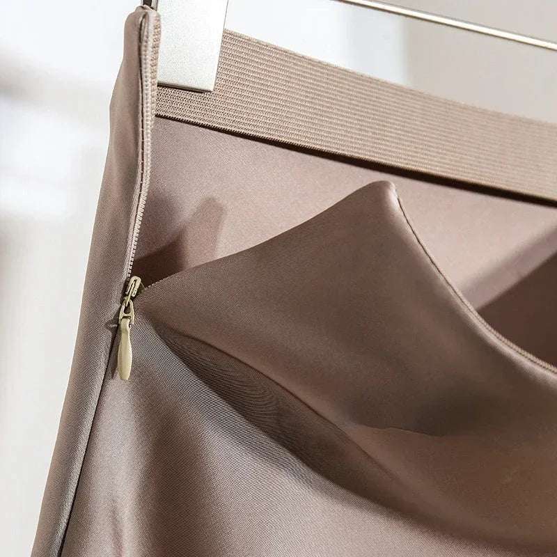 Female Skirt Elegant Temperament Ladies Solid Colour Long Skirt Suitable for Holiday Party Comfortable Knitted Milk Silk Fabrics