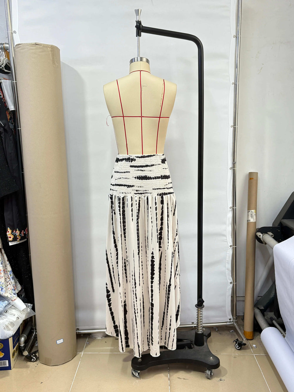 Women Skirt Fashion Summer Skirts Casual Long Skirt Women White Print Elastic Waist A-LINE Skirts for Women Faldas 2025 Q380