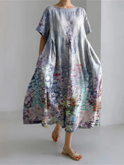 Vestido Harajuku Street Fashion para mujer, largo hasta los tobillos, con estampado floral fresco, holgado, para fiesta de primavera y verano, tallas S-5XL 