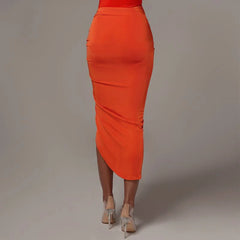 Irregular Low Waist Skirt Summer New Trend Hotsweet Drawstring Shirring Skirt Elegant Club Party Skirt Sexy Elegant Women Skirts