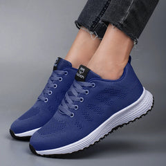 Zapatillas planas informales de malla transpirable para mujer, zapatillas de baloncesto para mujer 