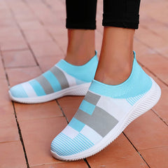 Women Sneakers Fashion Walking Shoes Women Mesh Fabric Female Sneakers Slip On Sock Shoes Flat Zapatos De Mujer Women's Sneaker