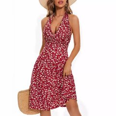 Vestido bohemio de verano para mujer, moda sin mangas, estampado, para fiesta en la playa, elegante, informal, para vacaciones, 2025 