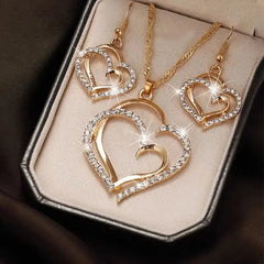 Conjunto de collar, pendientes y pulsera con diseño de amor para mujer, ideal para bodas, fiestas y festivales.