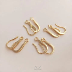 Earring Accessories 14K Gold Inlaid Zircon Ear Hook with Hanging Ring Handmade Original DIY Ear Accessory Ear Hook Material E113