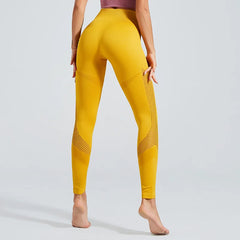 Women Fitness Leggings High Waist Seamless Yoga Pants Leg Hollow Out Design Lady Workout Running Leggings Hip Lift Slim Tights