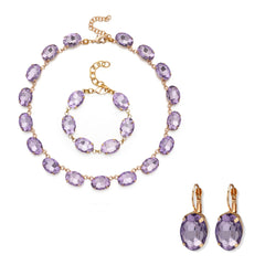 Conjuntos de joyería de cristal para mujer, con engaste de garra, collar, pulsera y pendientes de diamantes, accesorios para bodas y fiestas, 2023
