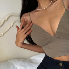 Tops de mujer, top corto sexy liso, camisetas sin mangas para mujer, camisola ajustada con sujetador, ropa interior básica, sujetadores acolchados, sujetadores deportivos para mujer