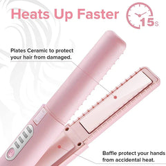 2-IN-1 Cordless Electric Heating Hair Straightener Rechargeable Travel  Double Use Straight Hair Straightener And Curling Iron