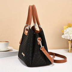 Vintage PU Leather Handbags For Women, Large Capacity Fashion Tote Shoulder Bag With Adjustable Strap For Ladies, Elegant Mom Purse With Crossbody Function