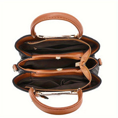 Vintage PU Leather Handbags For Women, Large Capacity Fashion Tote Shoulder Bag With Adjustable Strap For Ladies, Elegant Mom Purse With Crossbody Function